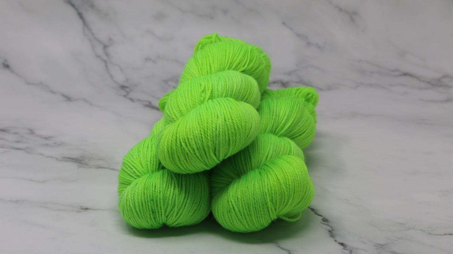 Three skeins of neon green yarn